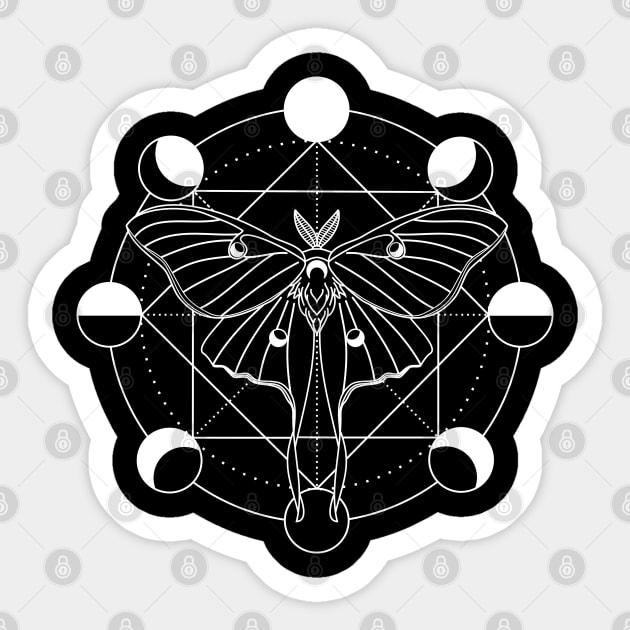 Luna Moth Moon Phase Sticker by RavenWake